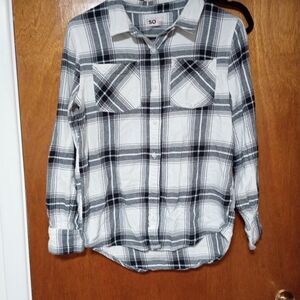 SO Kids Black and White Plaid Shirt